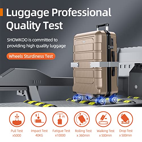 SHOWKOO Luggage Sets Expandable PC+ABS Durable Suitcase Double Wheels TSA Lock Black