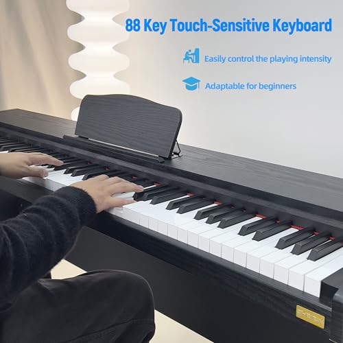 Digital Piano 88 Keys,Keyboard Piano,Touch-Sensitive,Electric Piano,Semi Weighted,Upright,Acoustic,Beginners,Adults,Full Size,Stand,Pedal