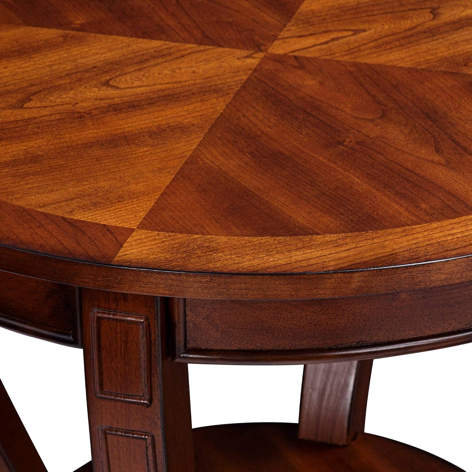 Patterson II Farmhouse Rustic Cherry Wood Round Accent Side End Table 26" Wide Natural Grain Curving Legs for Spaces Living Room Home House Entryway