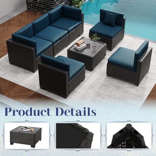 KIGOTY Patio Furniture Set 7 Pieces Conversation Sets, Outdoor Sectional Sofa