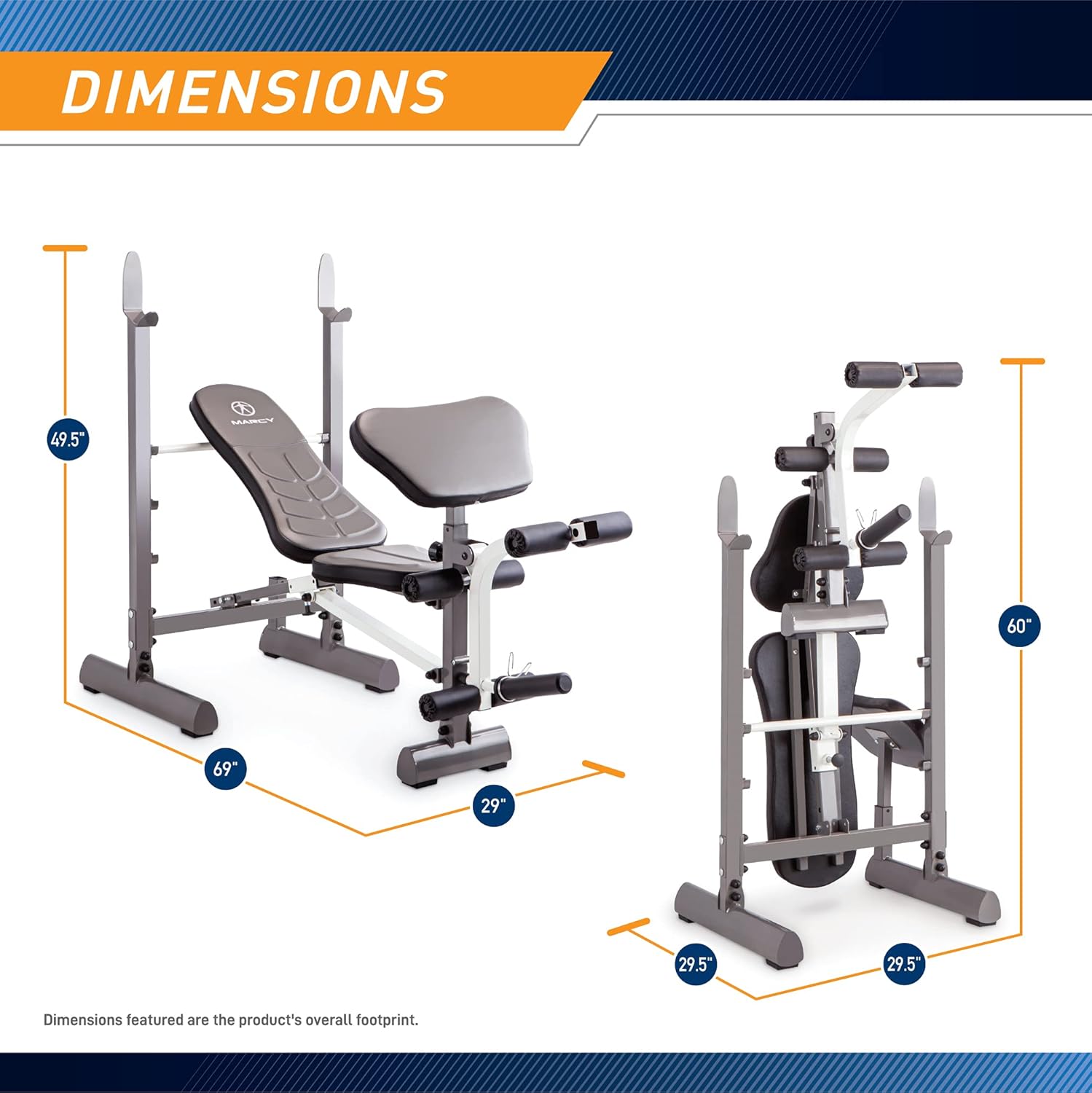 Marcy Folding Standard Weight Bench – Easy Storage MWB-20100