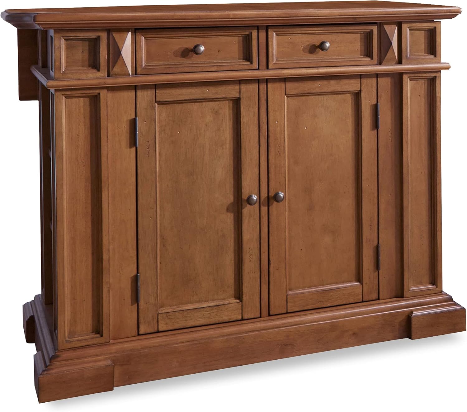 homestyles Americana Kitchen Island with Wood Top and Drop Leaf Breakfast Bar, Storage with Drawers and Adjustable Shelves, 50 Inch Width