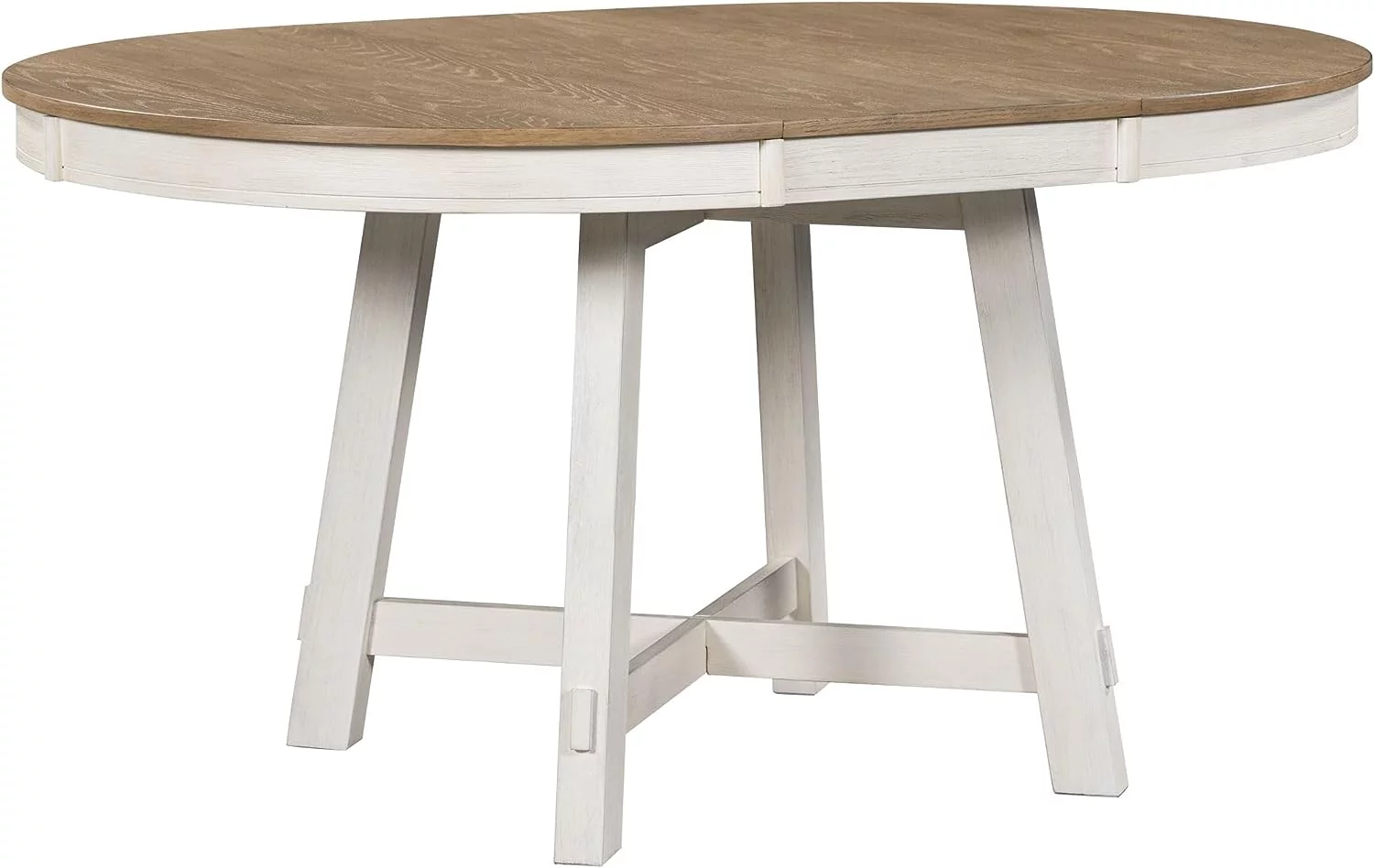 5-Piece Farmhouse Extendable Round Dining Table and Upholstered Chair Set, Round Dining Table with Shelf, Wood Dining Table Set for Family Dining Area