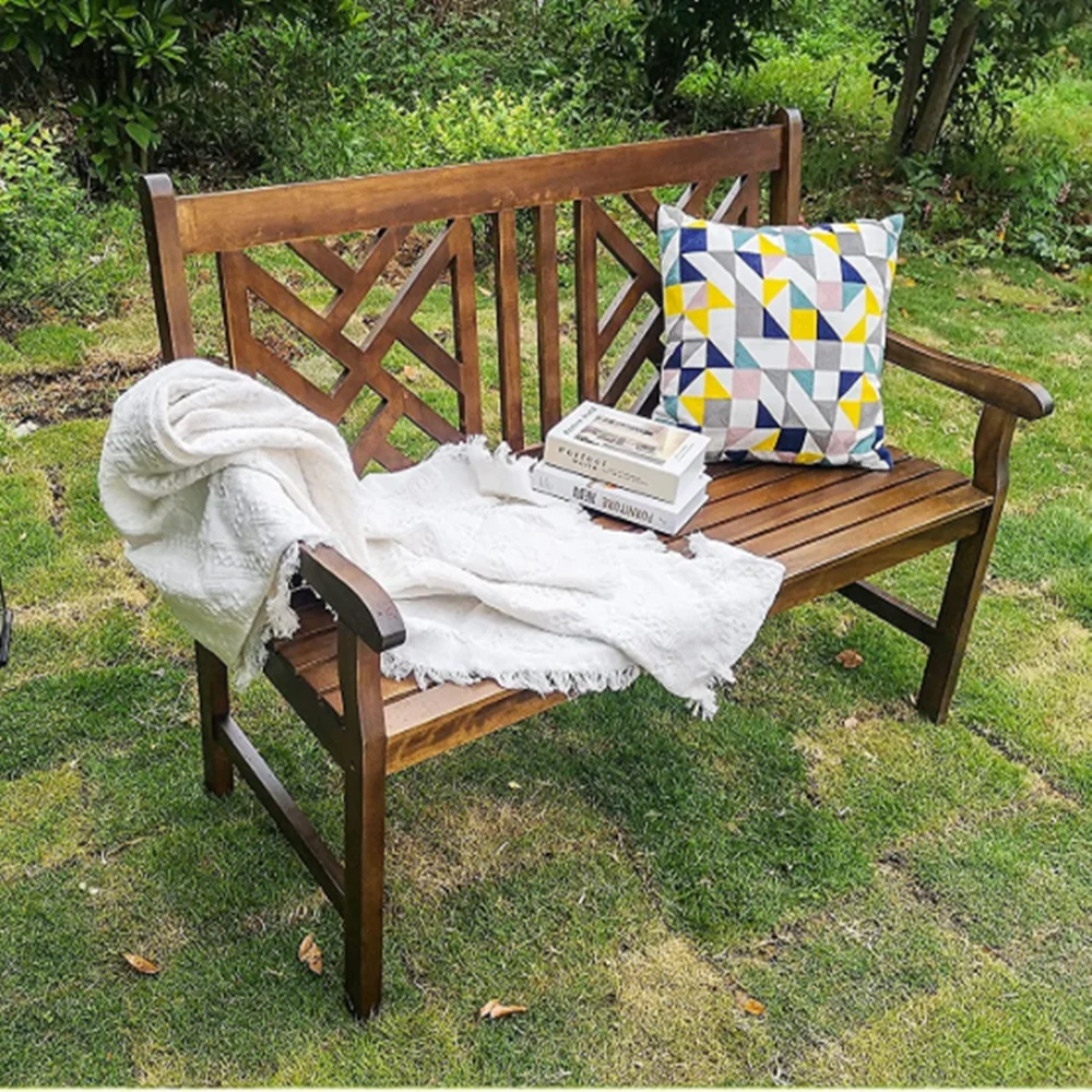 Sophia & William Outdoor Poplar Wood Patio Bench Brown PU Painting for Porch Pool Garden Lawn Balcony Backyard