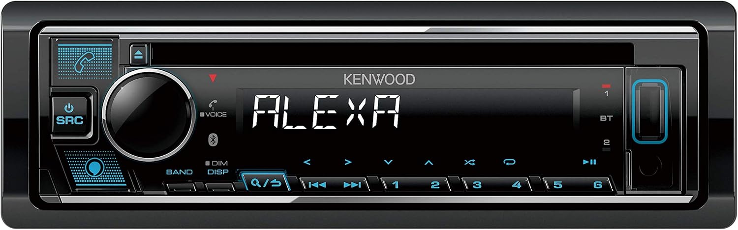 Kenwood KDC-BT778HD Single DIN Bluetooth CD Car Stereo Receiver with Amazon Alexa Voice Control | LCD Text Display | USB & Aux Input