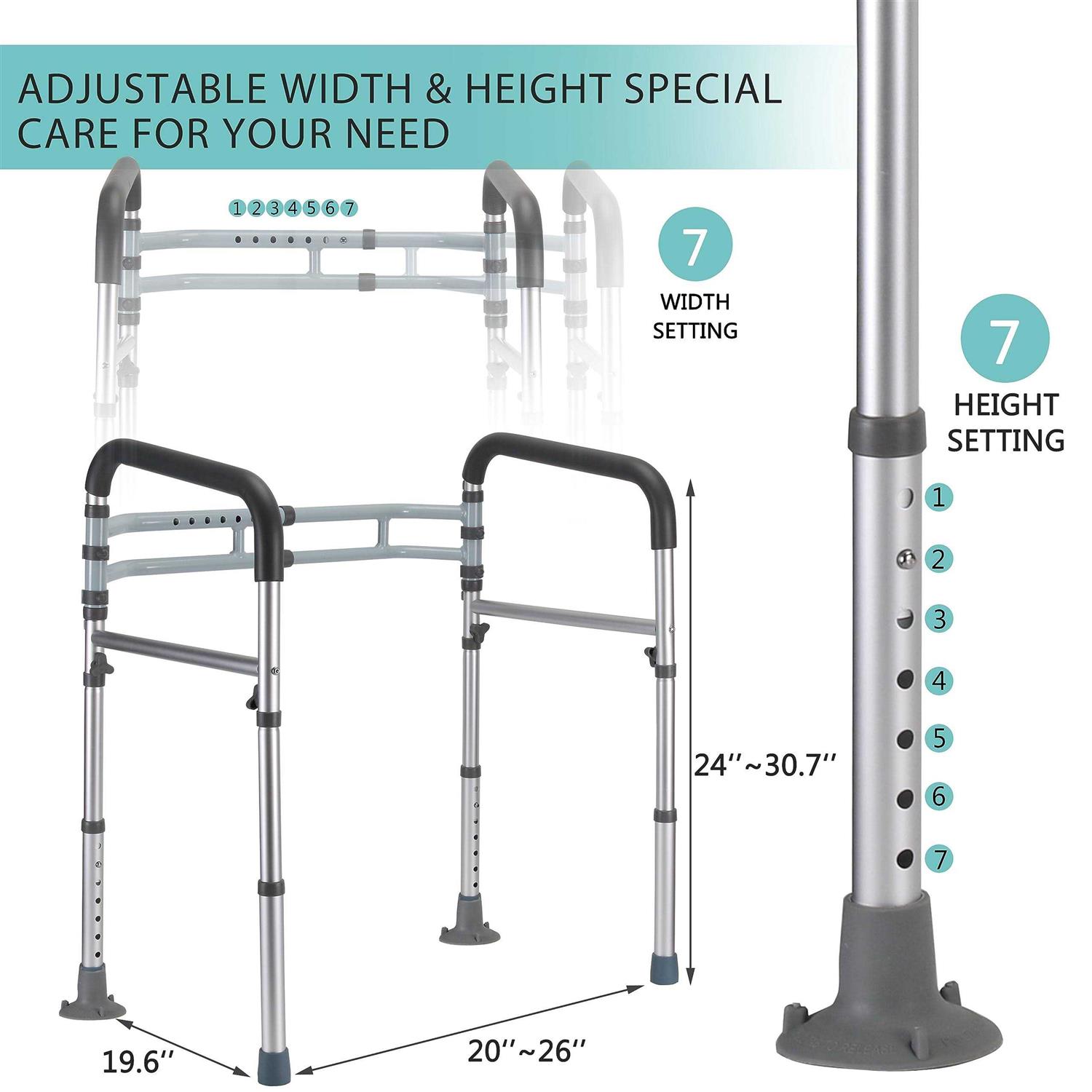 lianjindun FSA/HSA Eligible Toilet Safety Rails Adjustable Toilet Safety Frame for Elderly
