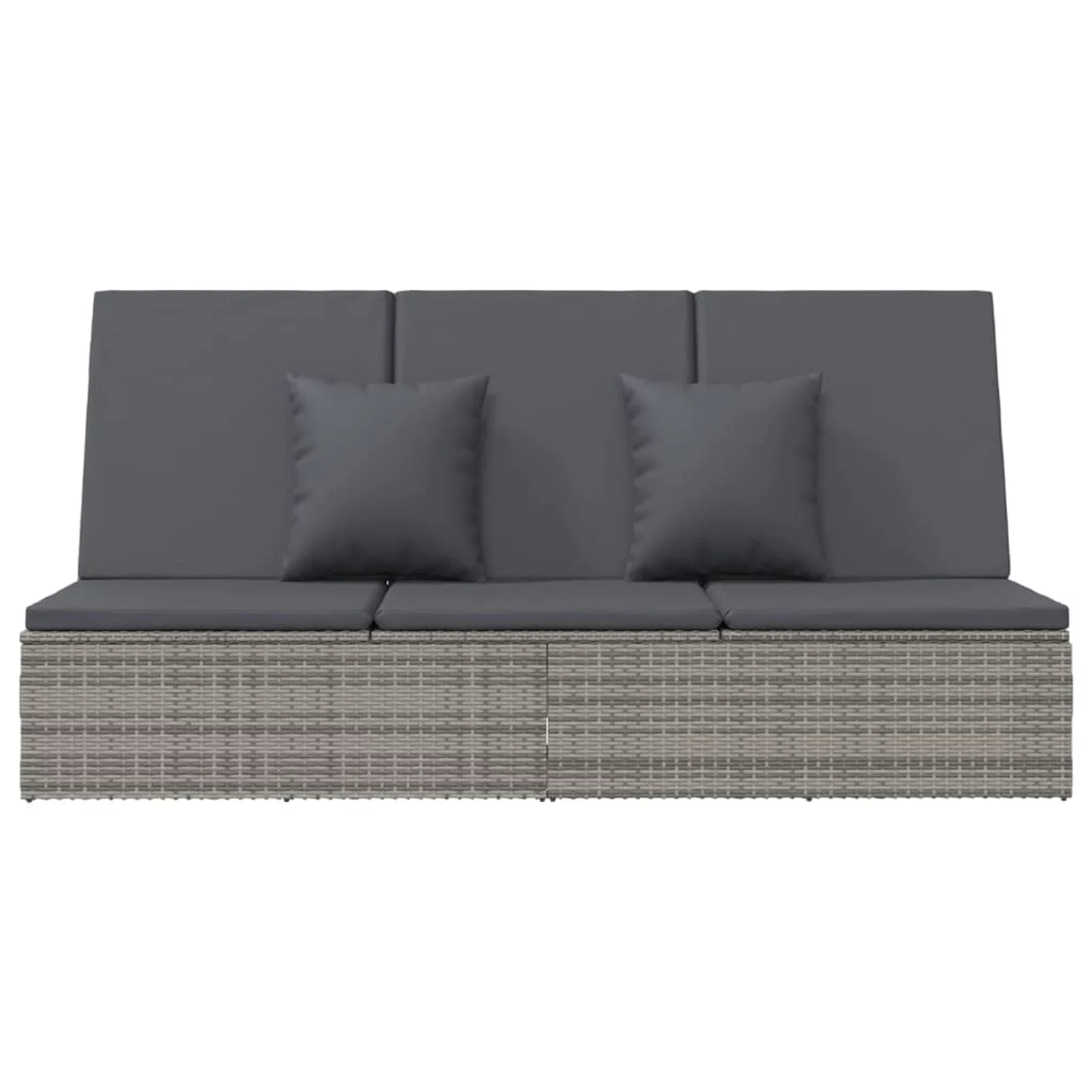 Htovila Convertible Sun Bed with Cushions Poly Rattan Dark Gray
