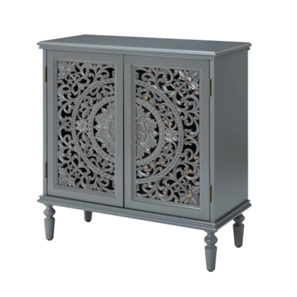 Melampous 32" Tall 2-Door Accent Cabinet-GRAY  Modern + Grey + Wood