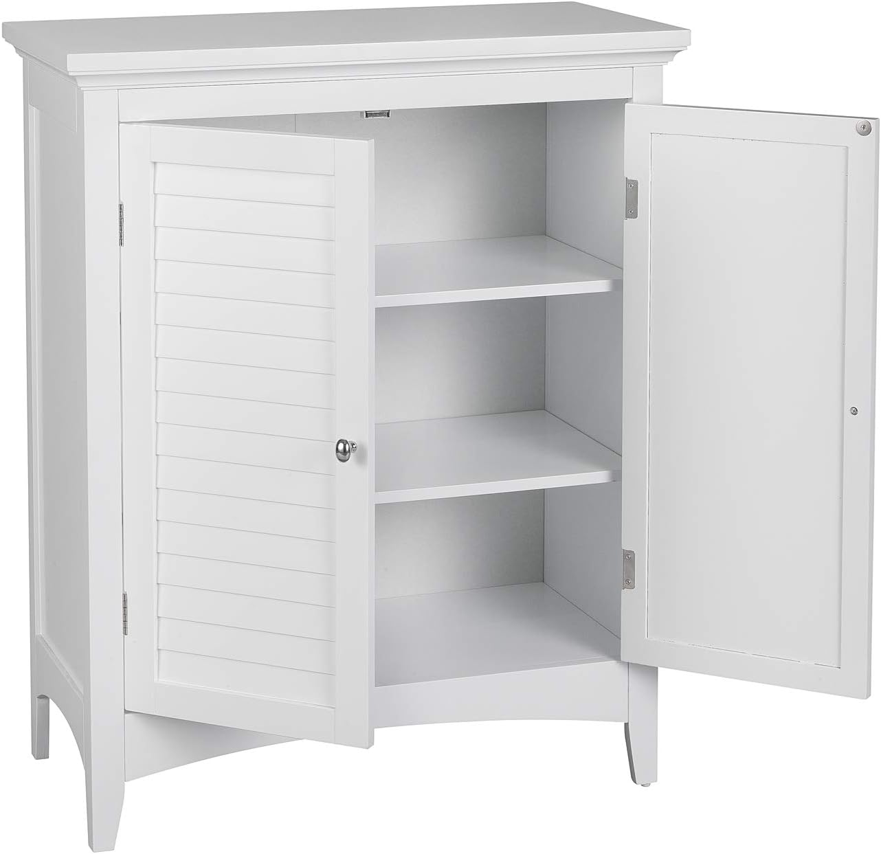 Elegant Home Fashions Glancy Freestanding Floor Cabinet Bathroom Kitchen Living Room Home Storage with 2 Shutter Doors 2 Adjustable Inner Shelves