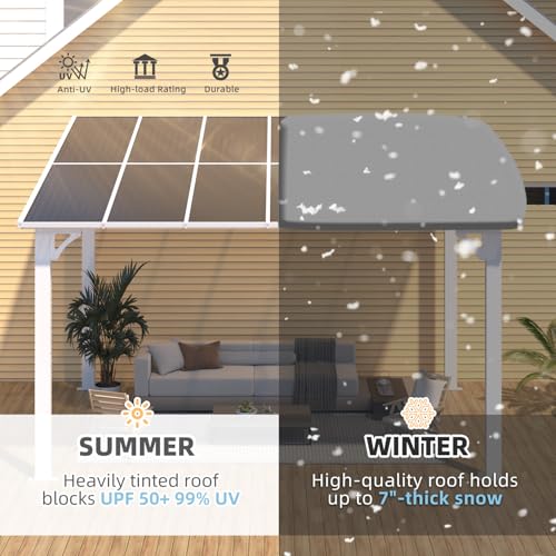 AECOJOY 10&rsquo; x 10&rsquo; Gazebo, Wall Mounted Gazebos Pergola on Clearance, Outdoor Patio Lean to Gazebo Awnings for Deck, Porch