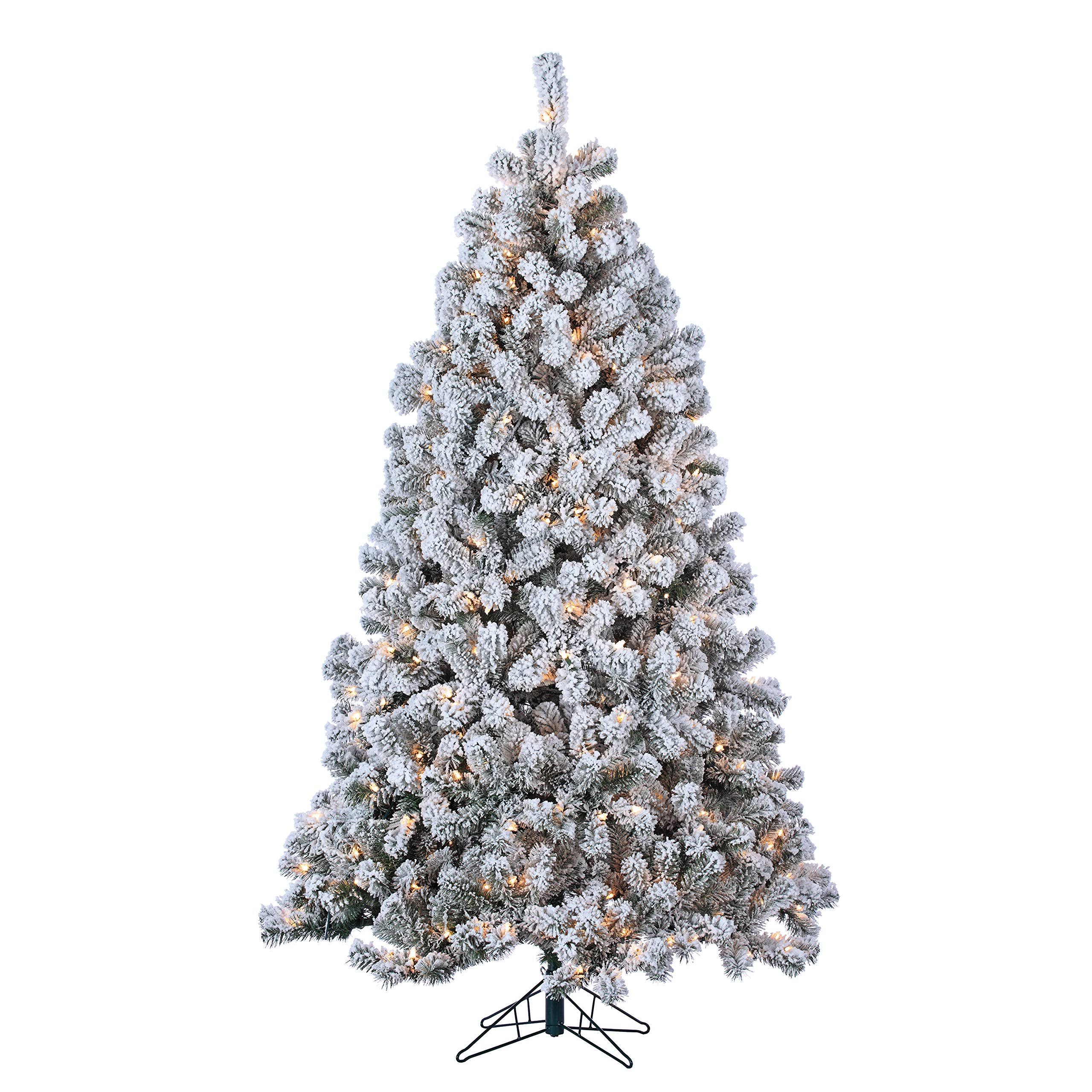 Sterling 7ft. Pre-Lit Flocked Montana Pine with 500 Clear Lights - Green