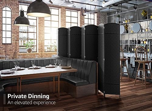 Sorbus 8-Panel Black Room Divider with Double Hinged Panels, 6 ft Tall Folding Privacy Screen