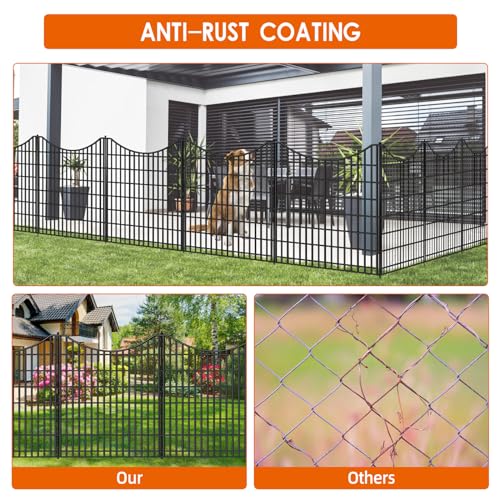 18 Panels No Dig Decorative Fence with Gate, 33 in(H) X 40.5 ft(L) Tall Garden Fence Animal Barrier, Rustproof Metal Wire Edging Border