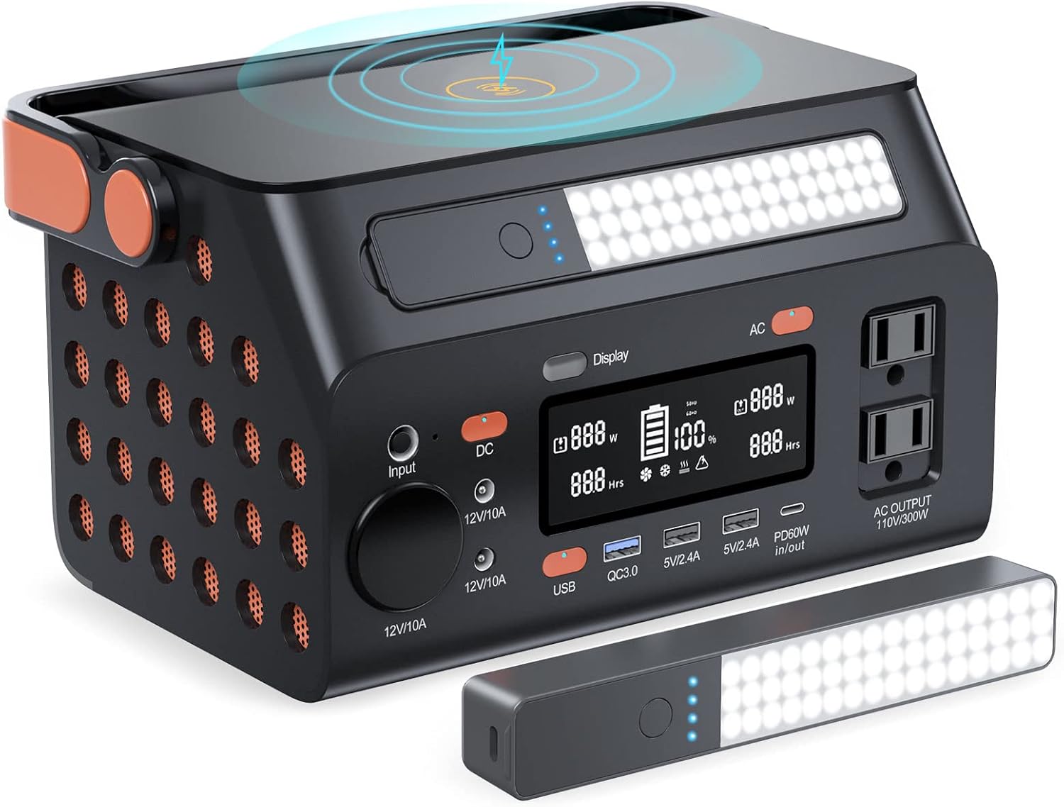 Portable Power Station, 80000mAh/296Wh Outdoor Generator with AC Outlet/DC Ports/USB Ports