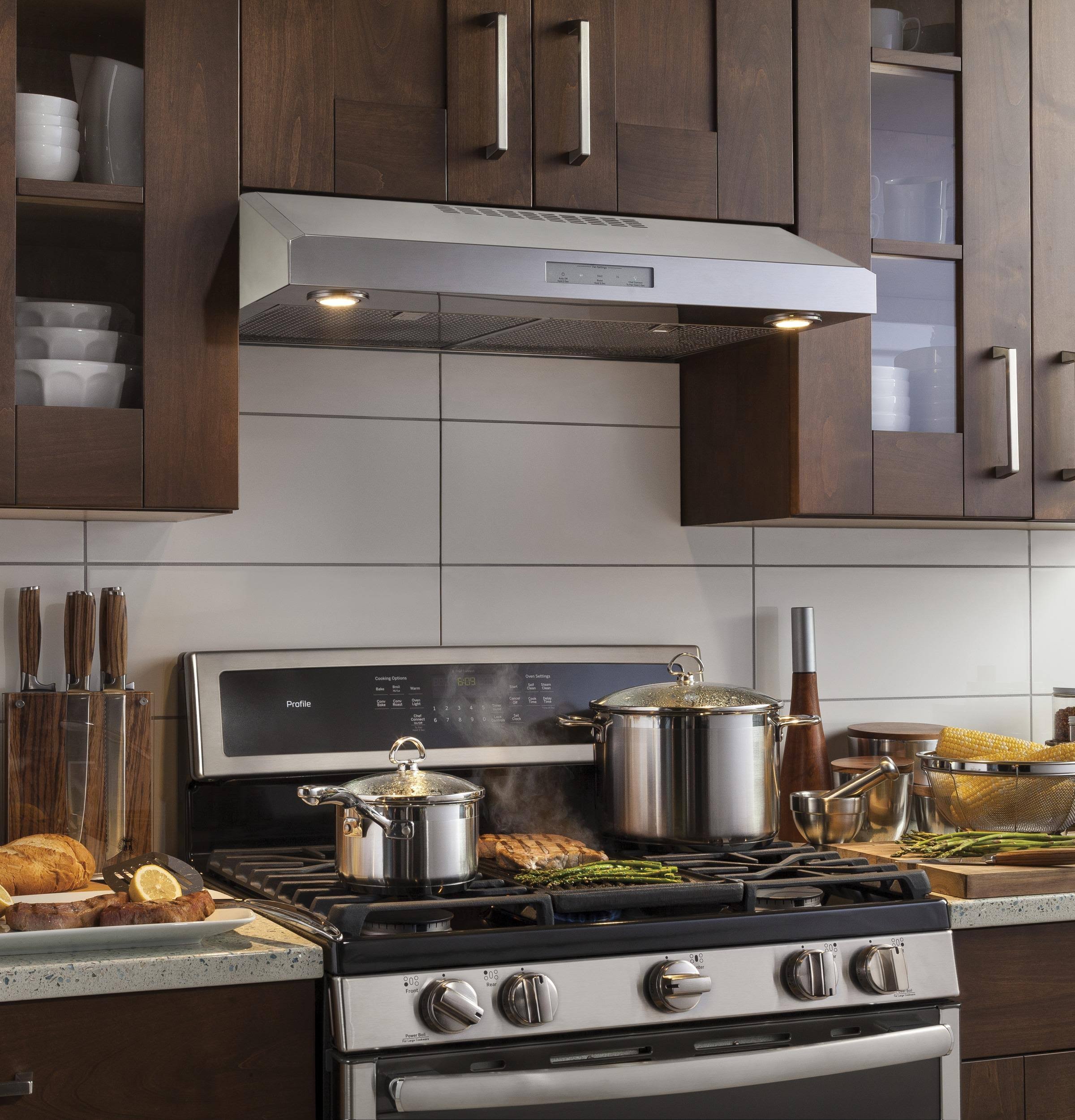 GE Profile Series Under The Cabinet Hood, Silver, 30x22