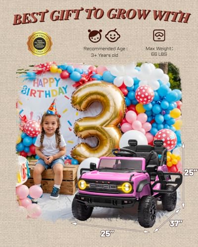 24V Ride on Toys for Big Kids, Licensed Ford Bronco Raptor 2 Seater Ride on Cars with Remote Control, Ride on Truck w/ 4-Wheeler Suspension, 3 Speeds