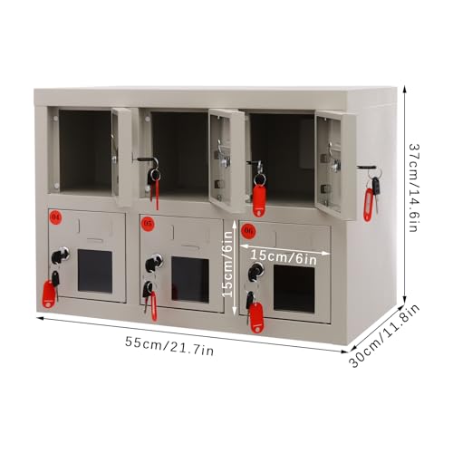 Cell Phone Locker 9 Bays Cell Mobile Phone Steel Locker with Charger Charging Station Cabinet and Key Lock for Classroom and Employees