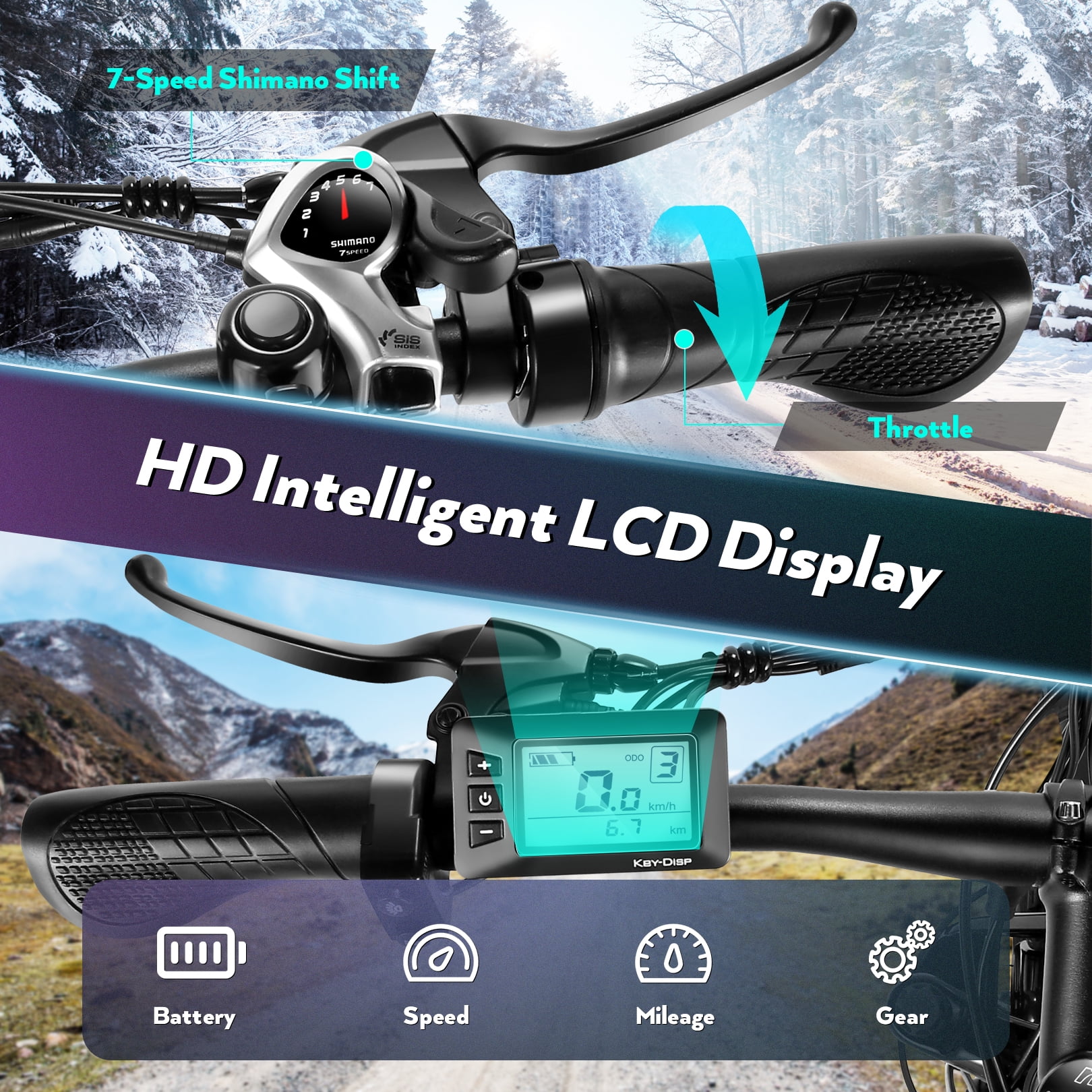 Electric Mountain Bicycle with 500W Motor and 48V Battery