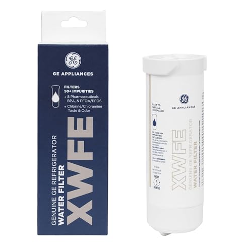 GE XWFE Refrigerator Water Filter, Genuine Replacement Filter, Certified to Reduce Lead, Sulfur, and 50+ Other Impurities