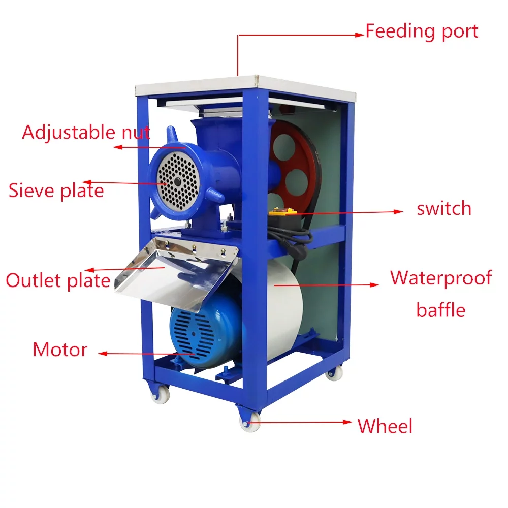 TECHTONGDA Electric Bone Crusher Feed Processer Stainless Steel Fish Chicken Meat Grinder 2.2KW 220V