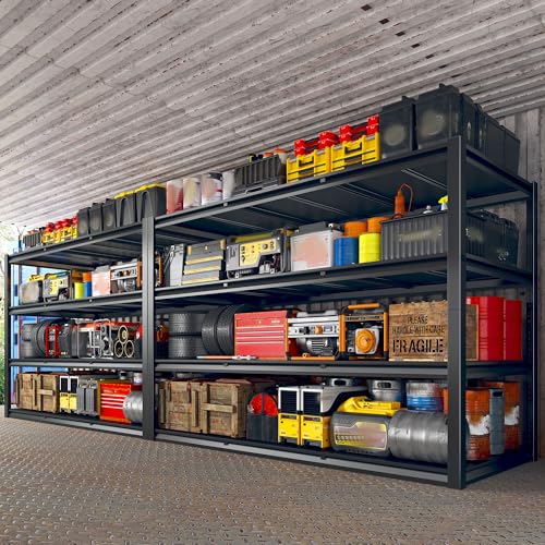 REIBII 60" W Garage Shelving 3000LBS Garage Shelving Heavy Duty Storage Shelves, 5 Tier Metal Shelves, Adjustable Industrial Shelf for Warehouse