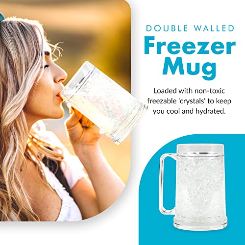 Simply Green Solutions - Clear Freezer Mug, Frozen Beer Mugs for Freezer, Double Walled Beer Mug, Freezer Cups for Drinks