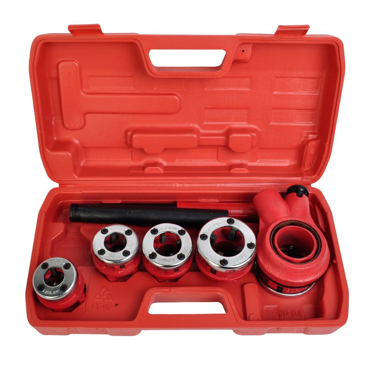 New Ratchet Pipe Threader Kit Set Handle Plumbing Case Ratcheting w/5 Stock Dies Handle Plumbing Case