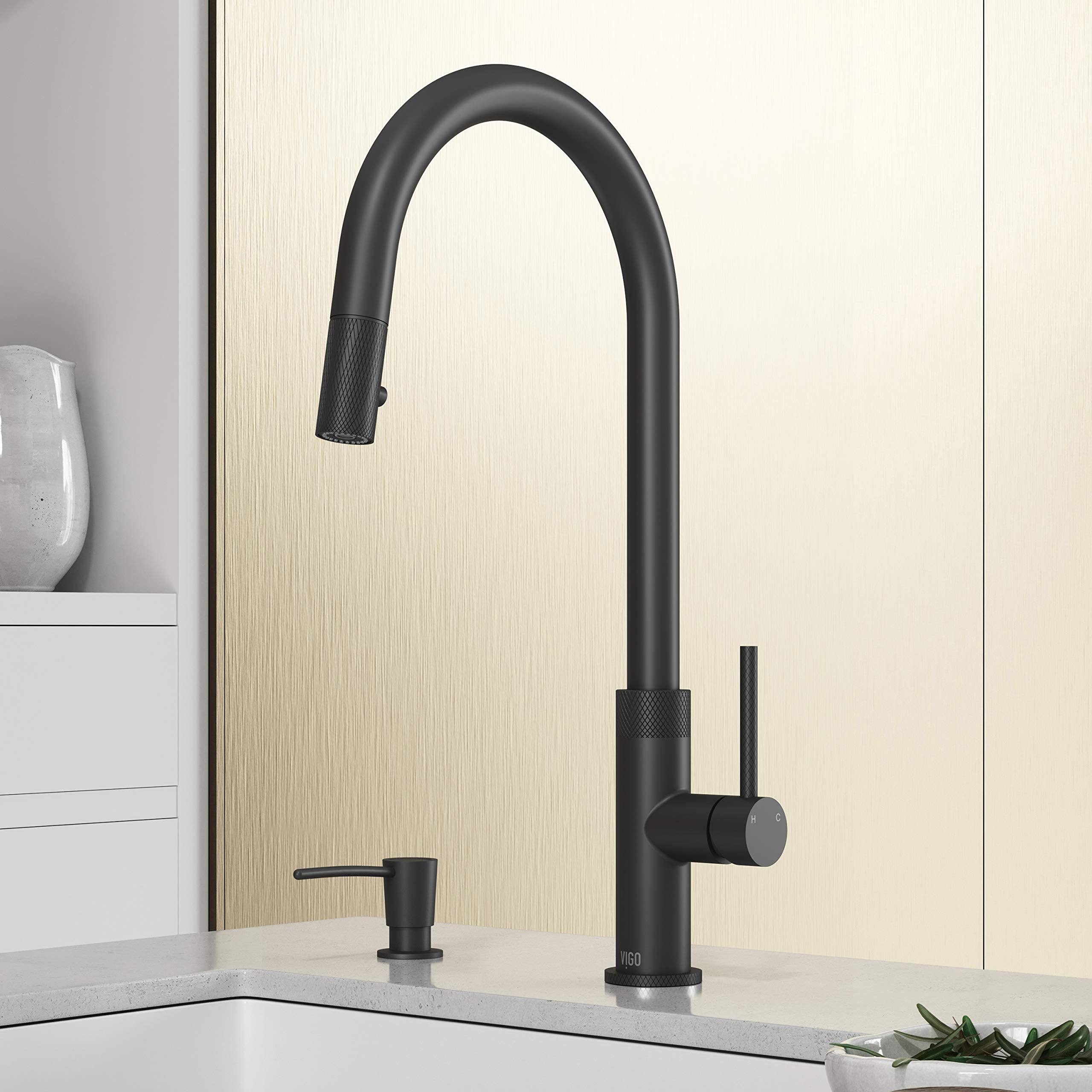 Vigo VG02033MBK2 Bristol Pull Down Single Handle Kitchen Faucet with Soap Dispenser Finish: Matte Black