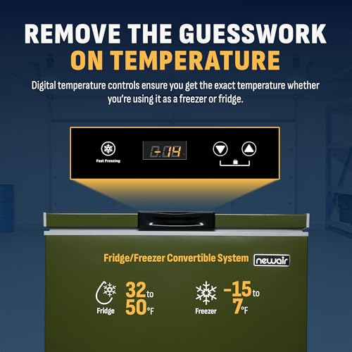 Newair 13.8 cu. ft. Upright Freezer, Fridge Freezer Convertible, Garage Ready Refrigerator, Frost Free Freezer with Door Alarm, Stand up Deep Freezer