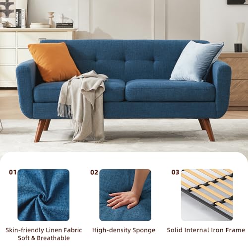 Tbfit L Shaped Couch Sofa, 80" W Mid-Century Modern Sectional Couches, 3 Seater Sofas with Wide Chaise Lounge & Two Pillows