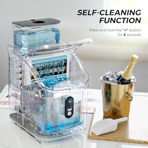 Kismile Ice Maker Countertop, Portable Ice Cube Maker Machine with 1.5L Detachable Water Tank, 33Lbs/Day, 16Pcs/5Mins, 24H Timer