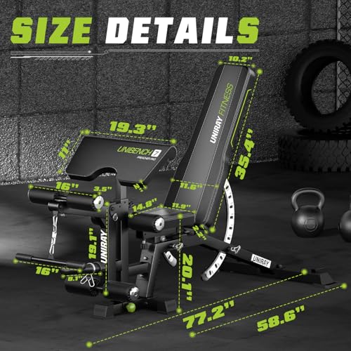 Weight Bench, Workout Bench for Home Gym with 1200 LBS Capacity, Adjustable Weight Bench with Heavy Duty Leg Extension and Preacher Pad