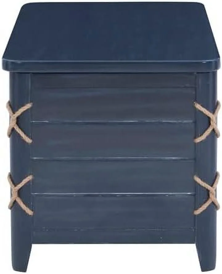 Zana Wood Rope Cedar Lined Storage Chest In Blue