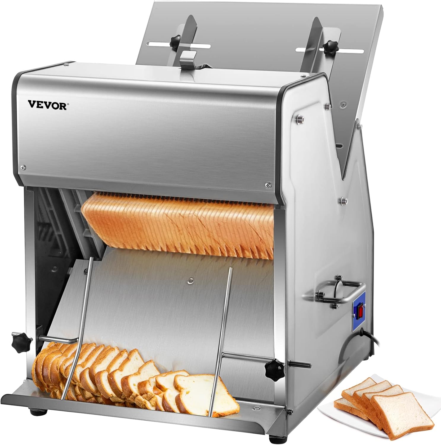 VEVOR Commercial Toast Bread Slicer, 12mm Thickness Electric Bread Cutting Machine, 31PCS Commercial Bakery Bread Slicer