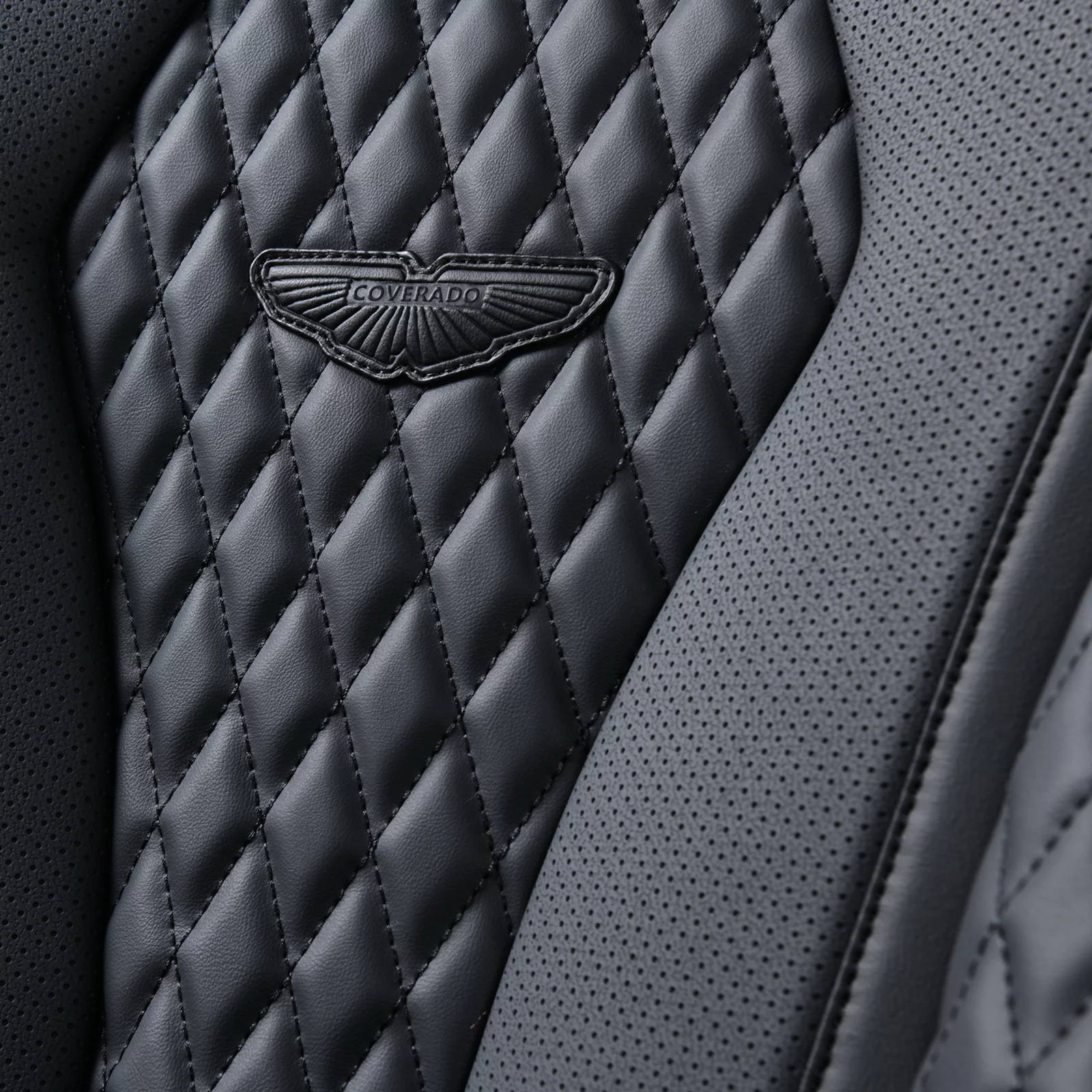Coverado 5 Seats Black Car Seat Covers Full Set, Premium Leatherette Auto Seat Cushions Luxury Interior