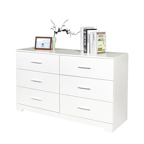 6 Drawer Dresser for Bedroom, Black Dresser Chest of Drawers, Wooden Bedroom Dresser TV Stand, Large Dresser Storage Chest with Deep Drawers