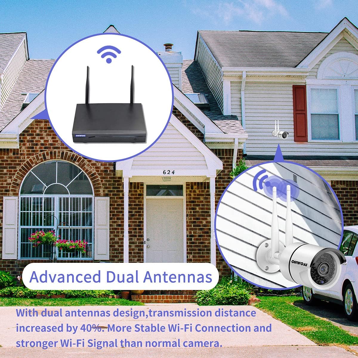 【2K 3.0MP & Dual Antenna Signal Enhancement】 All in One Monitor Wireless Security Camera System with 10 HD Screen,4Pcs CCTV WiFi IP Cameras