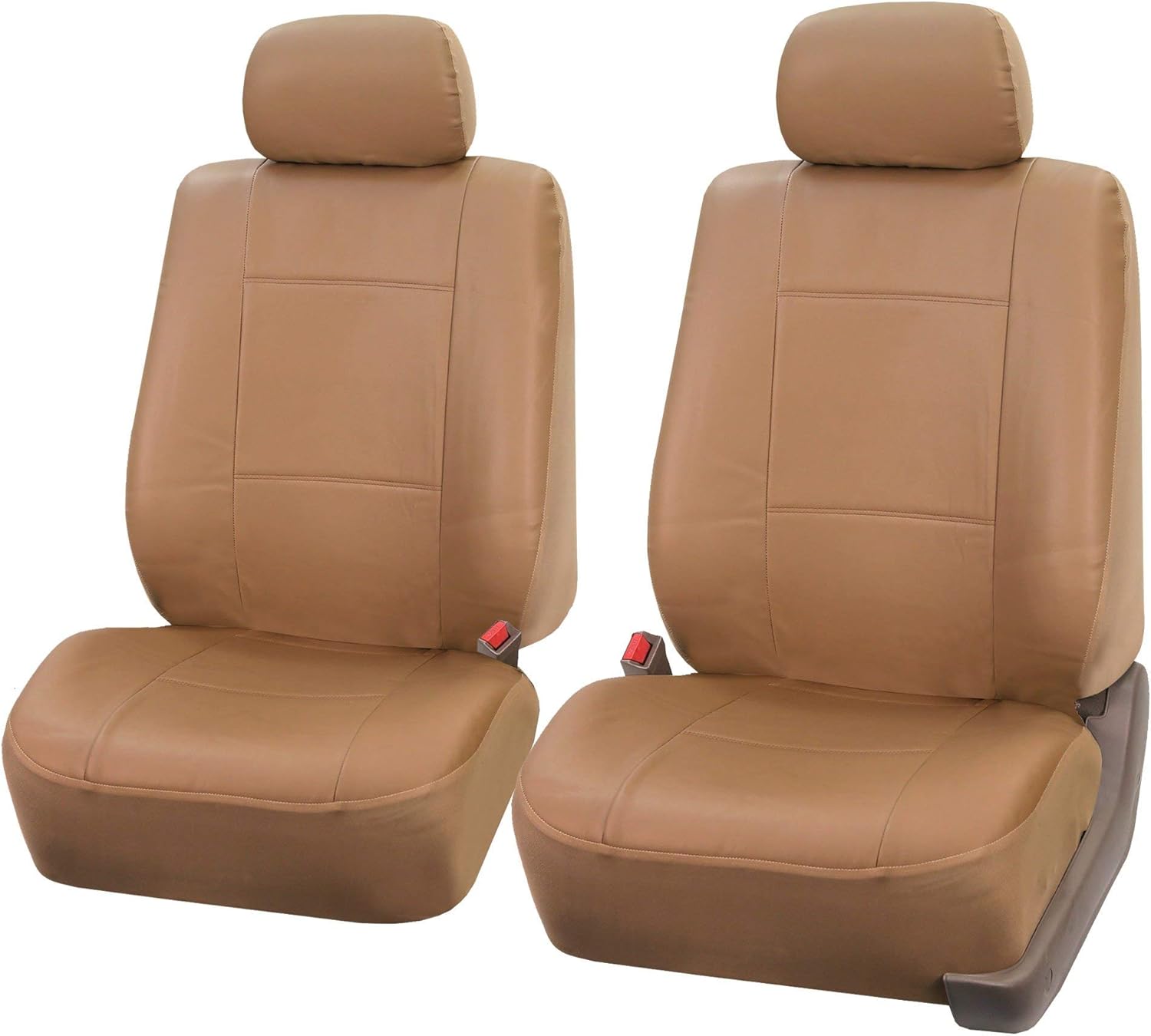 FH Group Car Seat Covers PU Leather Seat Covers Front Set – Universal Fit for Cars Trucks & SUVs (Tan) PU001102