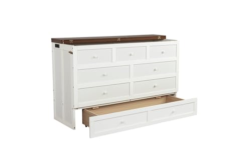 SOFTSEA Queen Size Murphy Bed Cabinet Bed with Storage Drawer and Charging Station, Modern Foldable Platform with USB Port