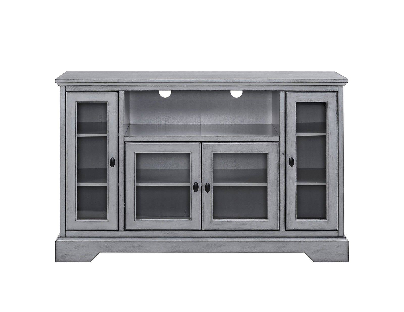 Walker Edison Wood Highboy Storage TV Media Console, Antique Gray, 52x22