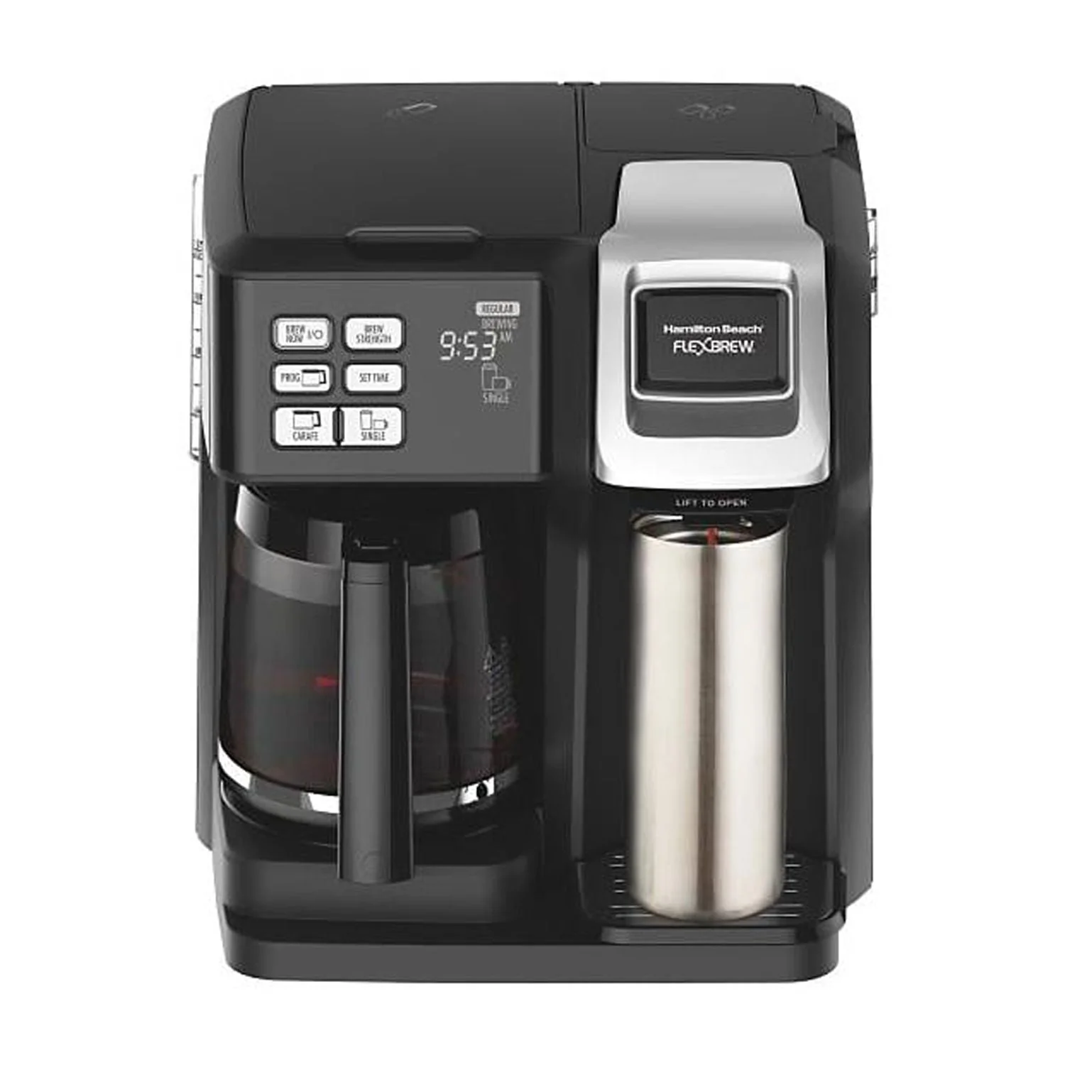 Hamilton Beach FlexBrew Trio 2-Way Coffee Maker, Compatible with K-Cup Pods or Grounds, Single Serve & Full 12c Pot, Permanent Gold-Tone Filter