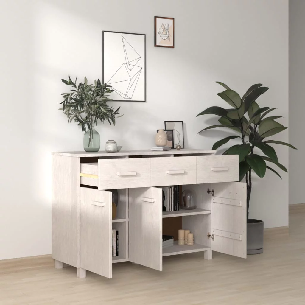Walmeck Sideboard HAMAR White 44.5"x15.7"x31.5" Solid Wood Pine
