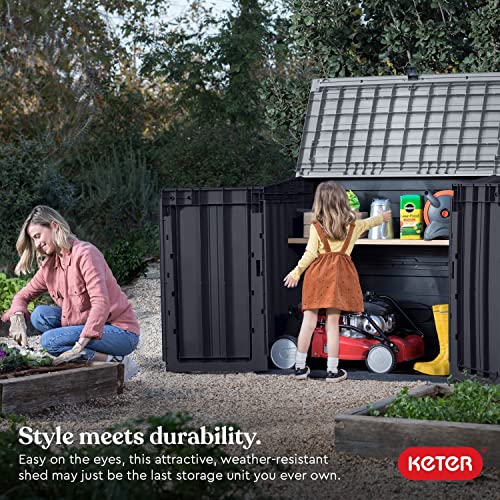 Keter Store-It-Out Prime 4.3 x 3.7 ft. Outdoor Resin Storage Shed with Easy Lift Hinges, Perfect for Yard Tools, Pool Floats and Garden Accessories