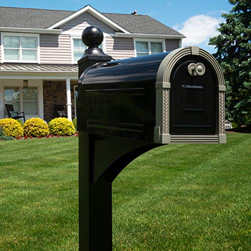 Architectural Mailboxes Landover Aluminum Mailbox Post, Black and Architectural Mailboxes Chadwick Galvanized Steel Post-Mount Mailbox, 8950B-10