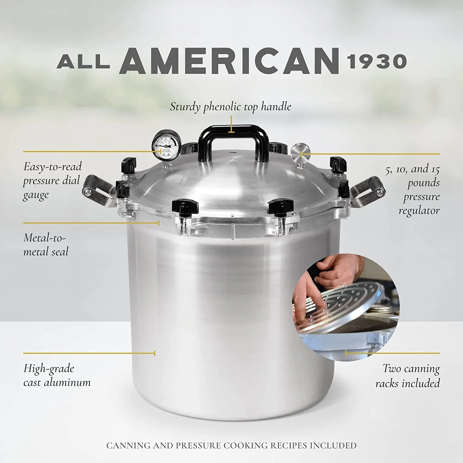Like New All American 1930: 41.5qt Pressure Cooker and Canner (the 941) - Gray