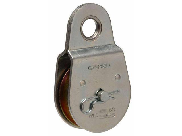 Campbell T7550401 Single Sheave Rigid Eye Pulley, Steel, 420 lb, 1-1/2x22