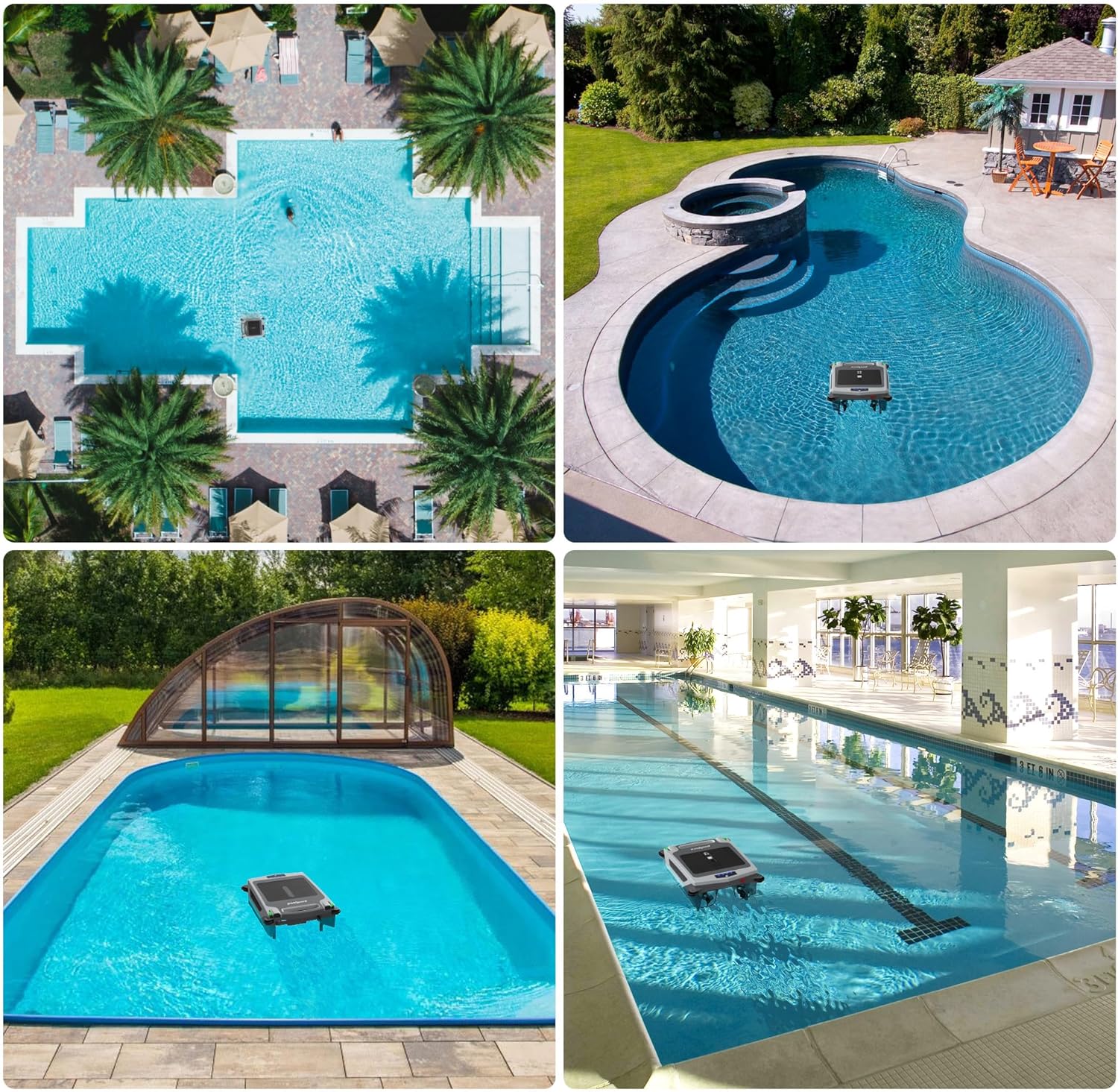 POOLPURE Pool Skimmer Robot, Solar/Battery Dual Powered Robotic Pool Skimmer
