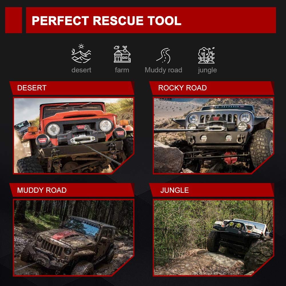 BUNKER INDUST Synthetic Winch Rope 3/8 x 85', 25000 Ibs Winch Cable Line with Protective Sleeve for 4WD Off Road Jeep ATV UTV SUV Truck Boat