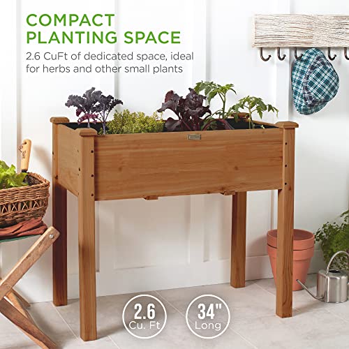 Best Choice Products 72x23x30in Raised Garden Bed, Elevated Wood Planter Box Stand for Backyard, Patio, Balcony w/Divider Panel, 6 Legs