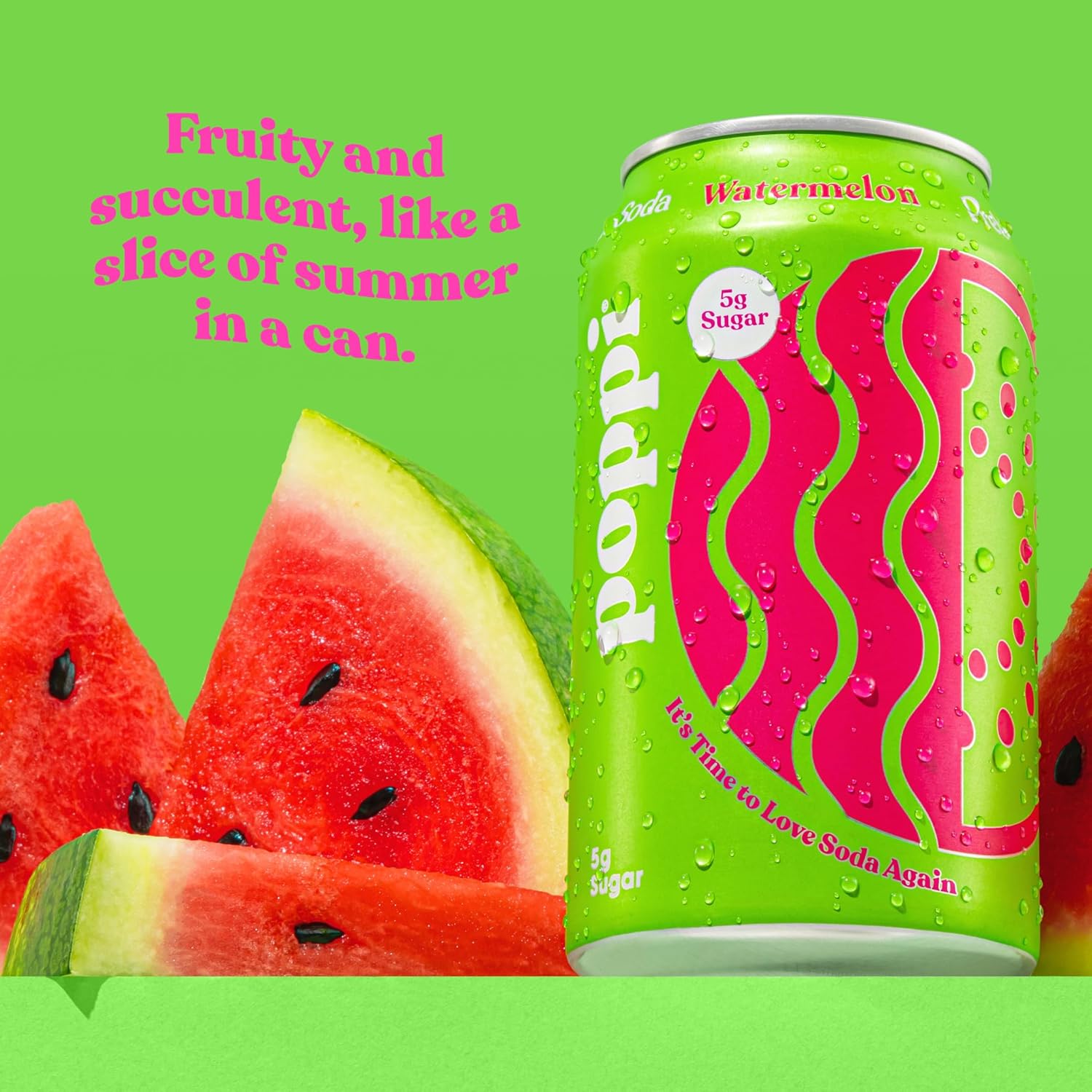 POPPI Sparkling Prebiotic Soda, Bulk 72-Pack, Ginger Lime, Watermelon and Raspberry Rose, Beverages made with Apple Cider Vinegar